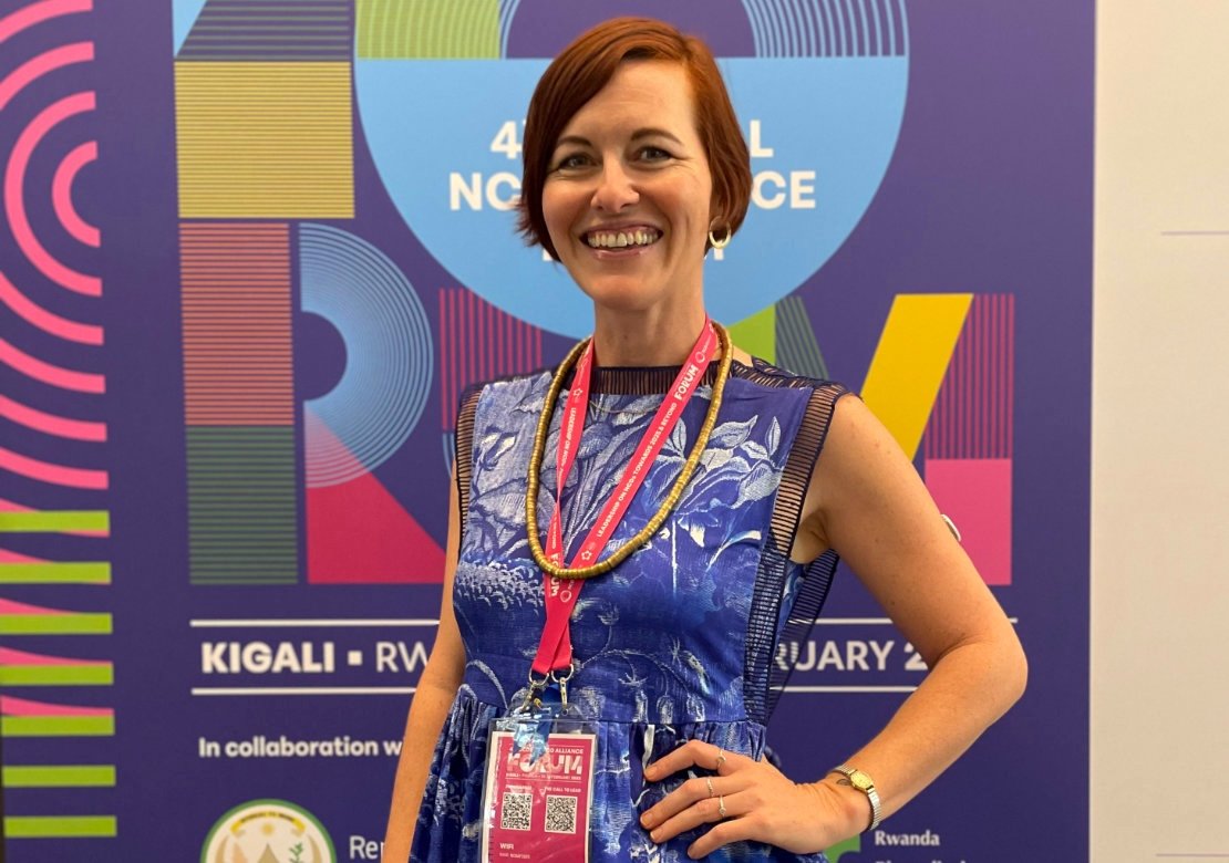 Bridget McNulty, Co-Founder of Sweet Life Diabetes, based in South Africa, prepares before presenting on a panel discussion.