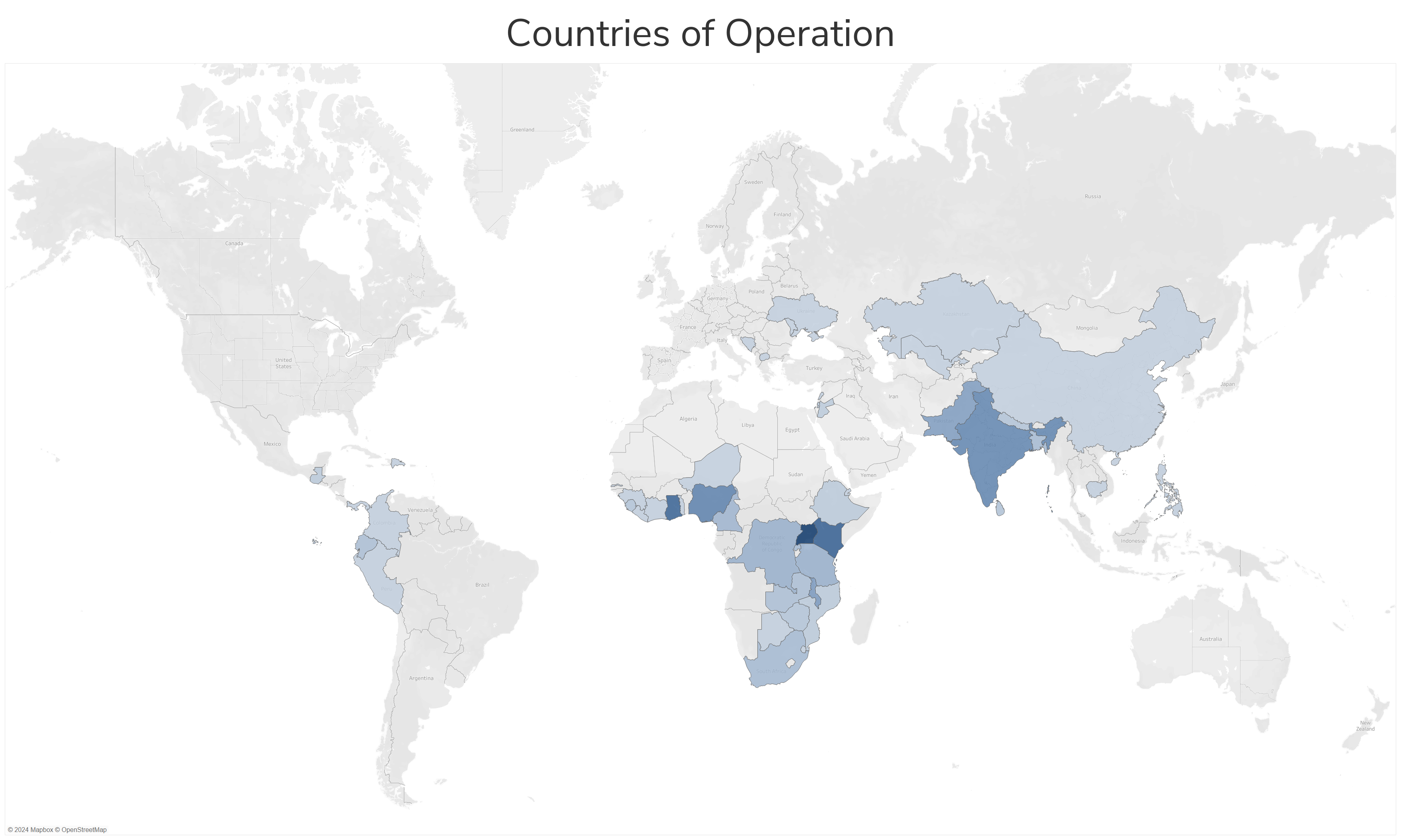 A world map shows the countries from which CBOs applied, with a majority located in Africa.