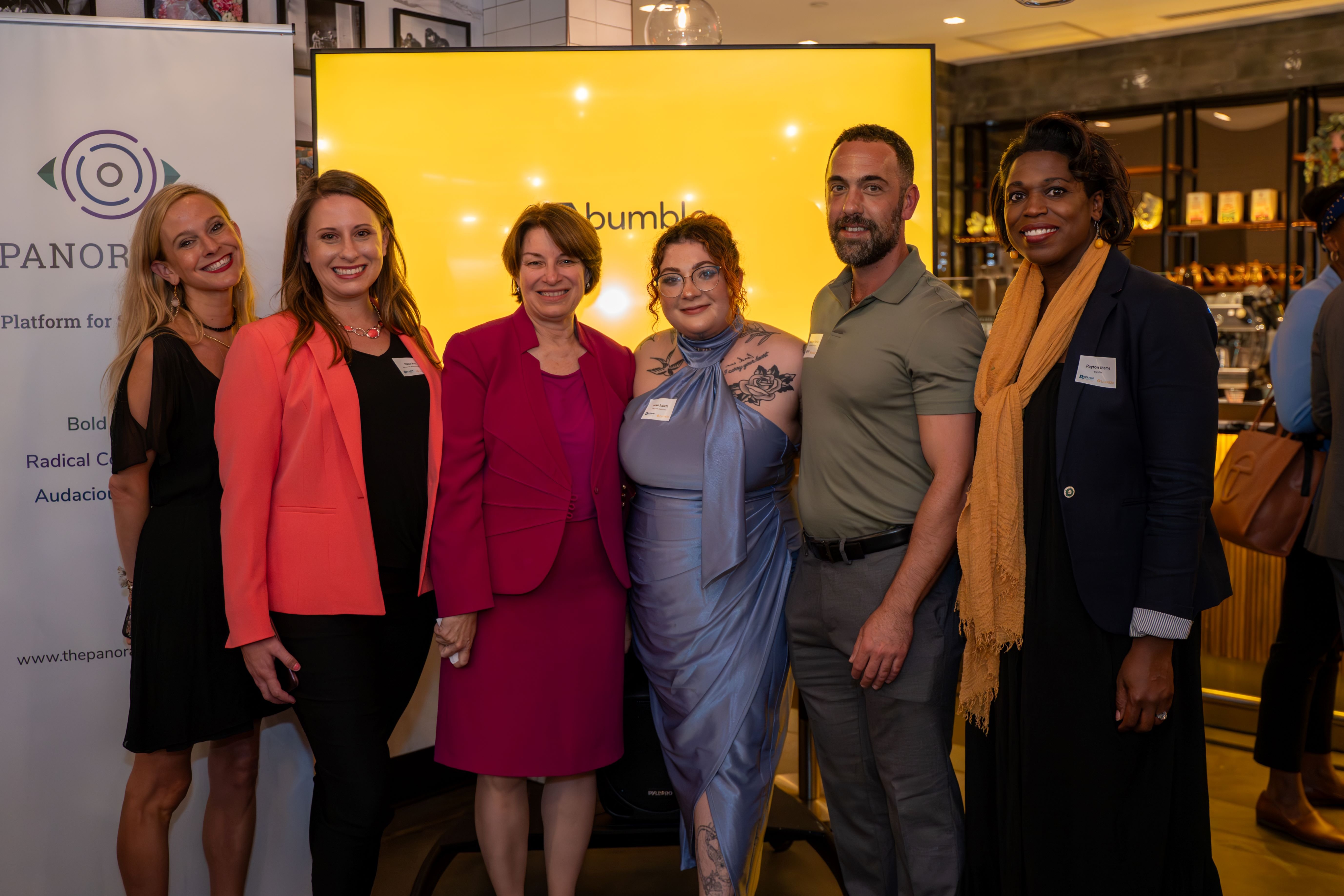 Photo by Vita Di Nina: The speakers who delivered remarks at the launch of The Reclaim Coalition. From left, Andrea Powell, Director of The Reclaim Coalition secretariat, former Rep. Katie Hill, U.S. Senator Amy Klobuchar, survivor-advocates Leah Juliett